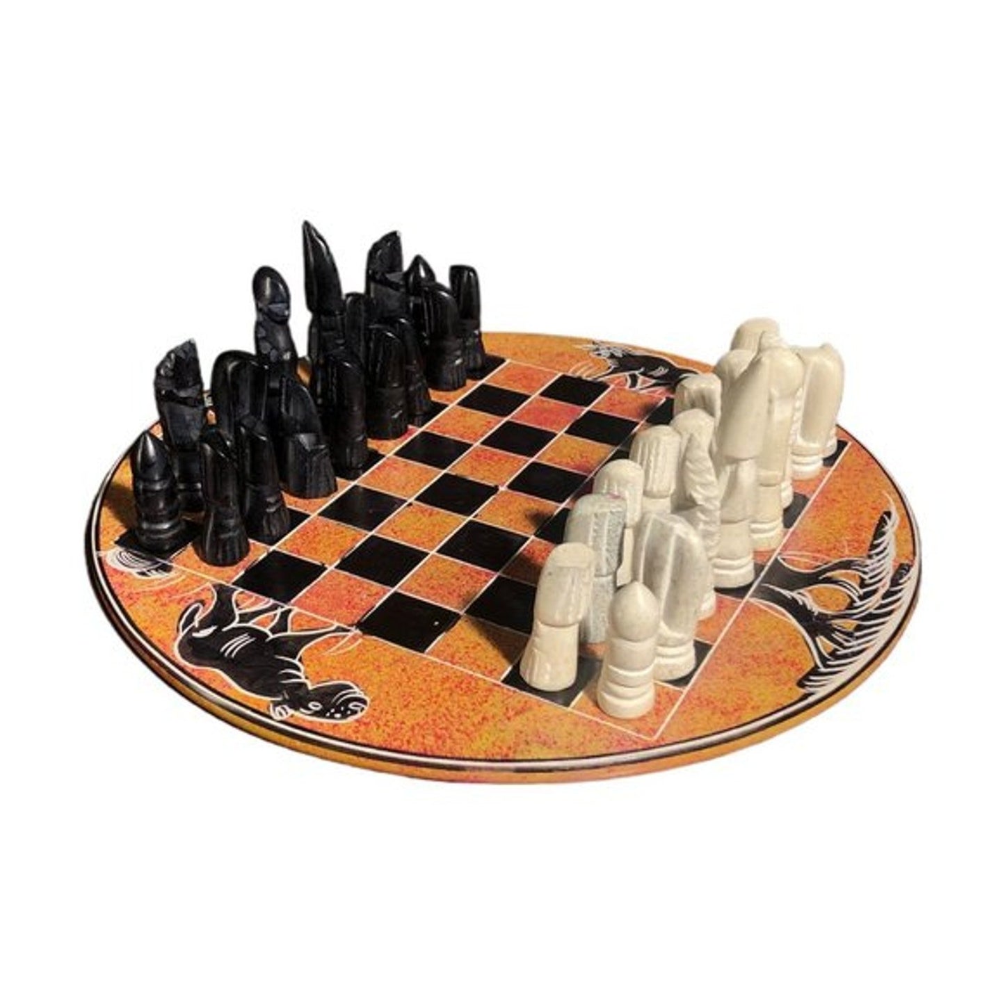 African Vintage Chess Set - Orange Chess Board