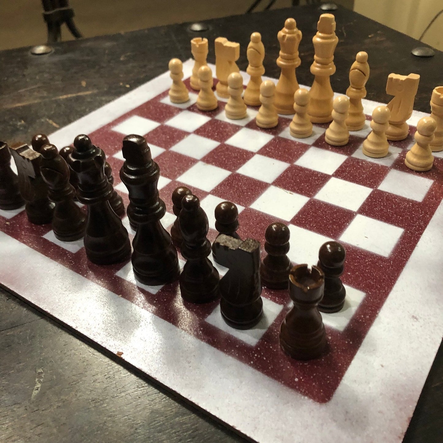 Painted Chess Set - Dark Red