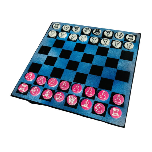 Chess Set - Blue & Pink