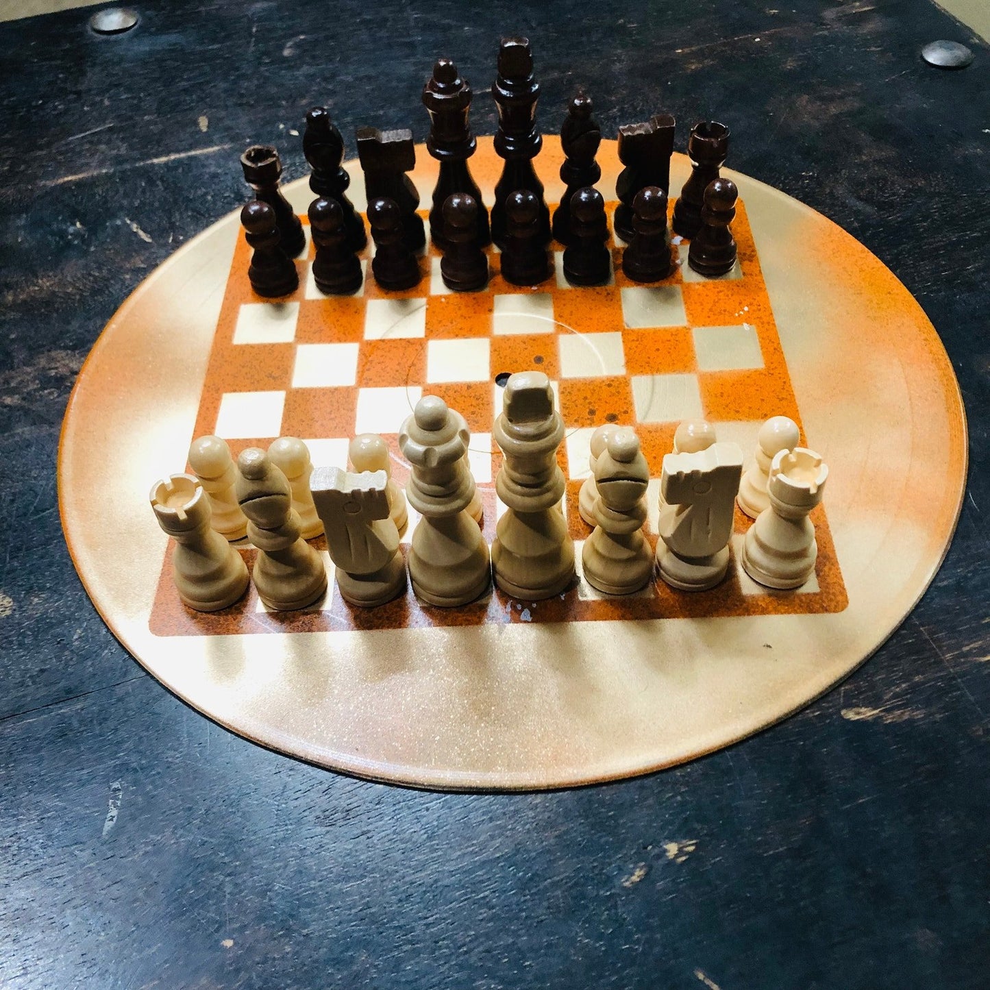 Vinyl Chess Set - Orange Gold Sunset