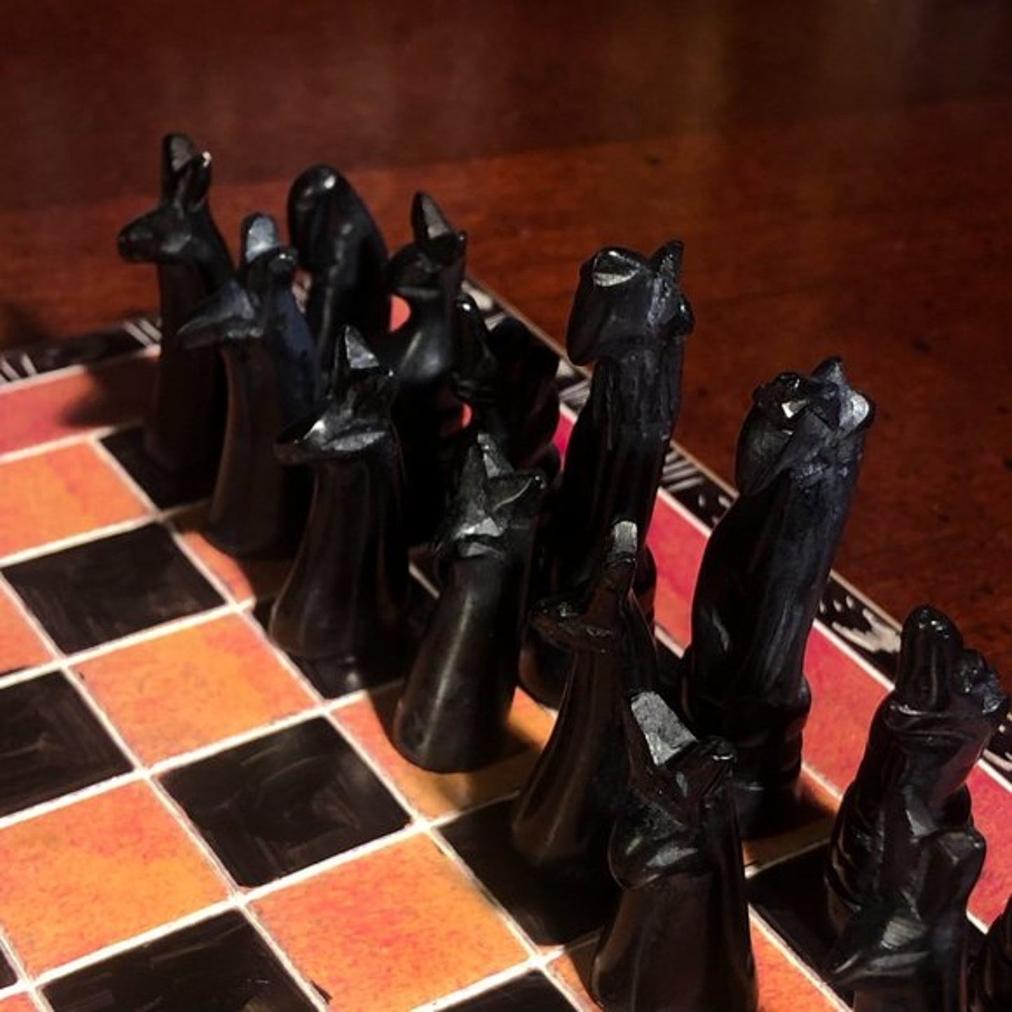 African Vintage Chess Set - Fancy Kenyan Chess Board