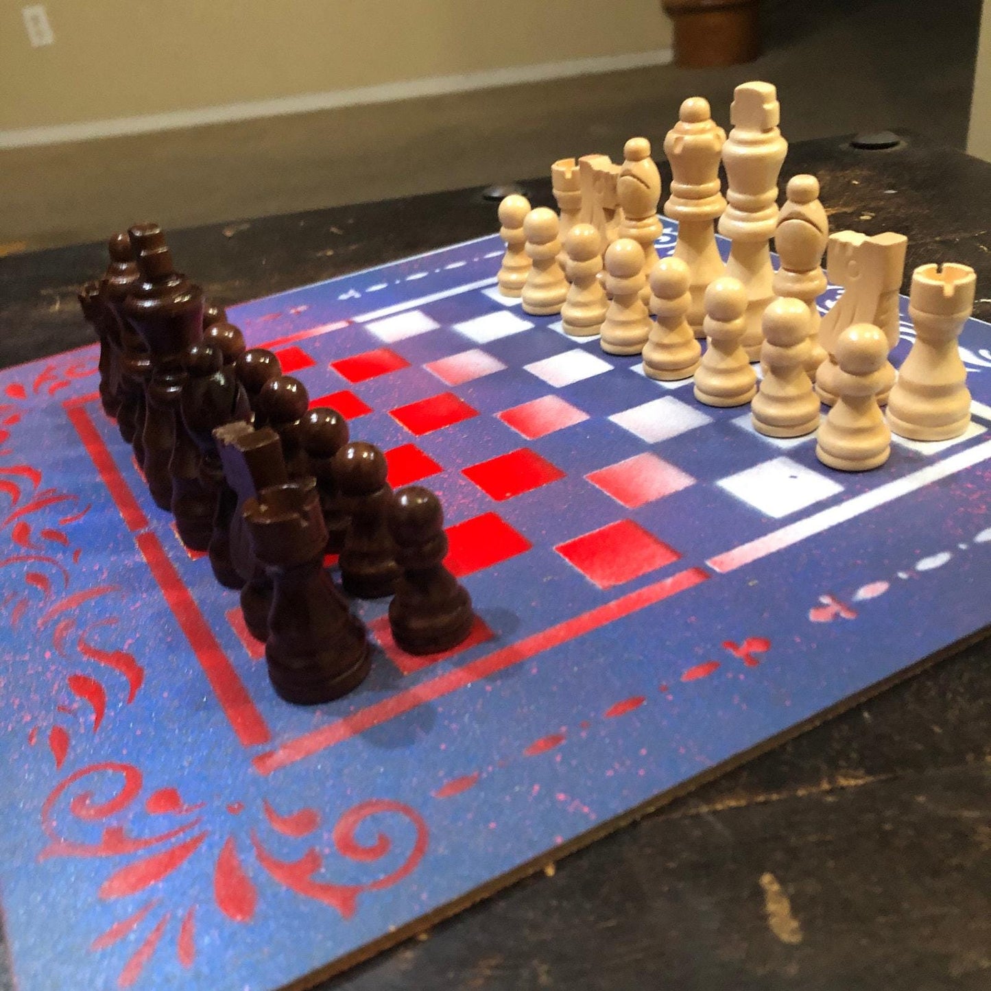 Chess Set - Purple Red & White