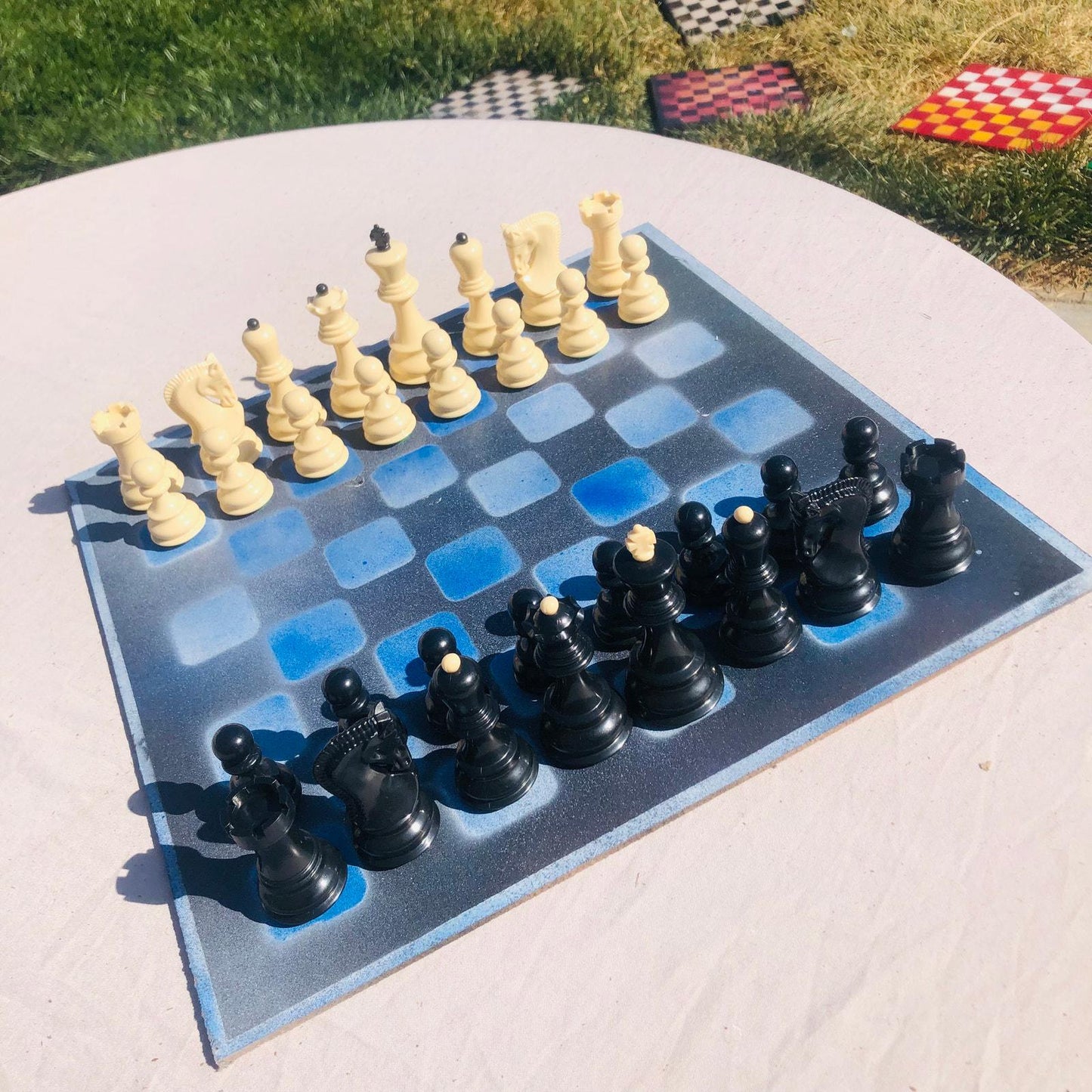 Large Chess Set - Blue & Black