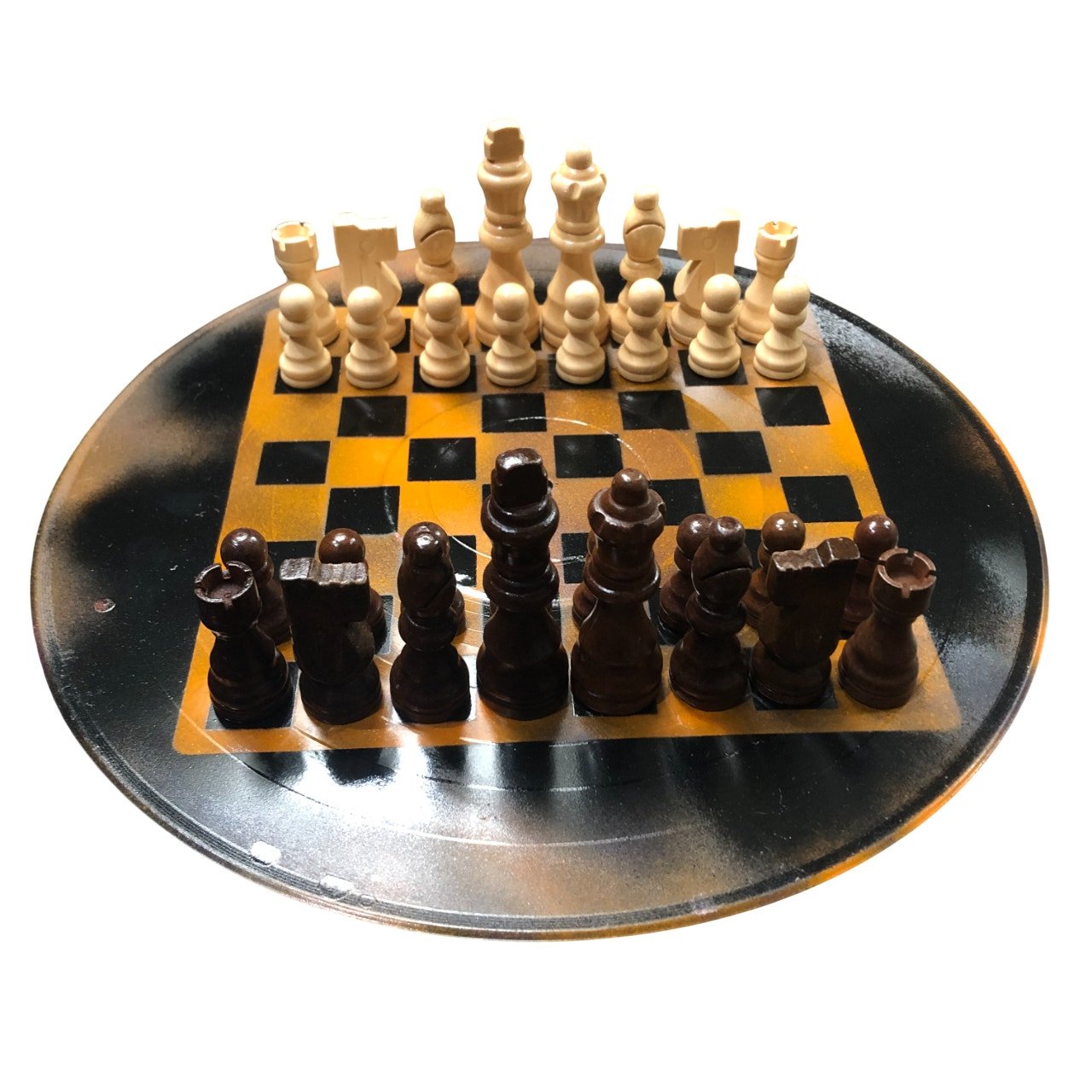 Vinyl Chess Set - Orange & Black