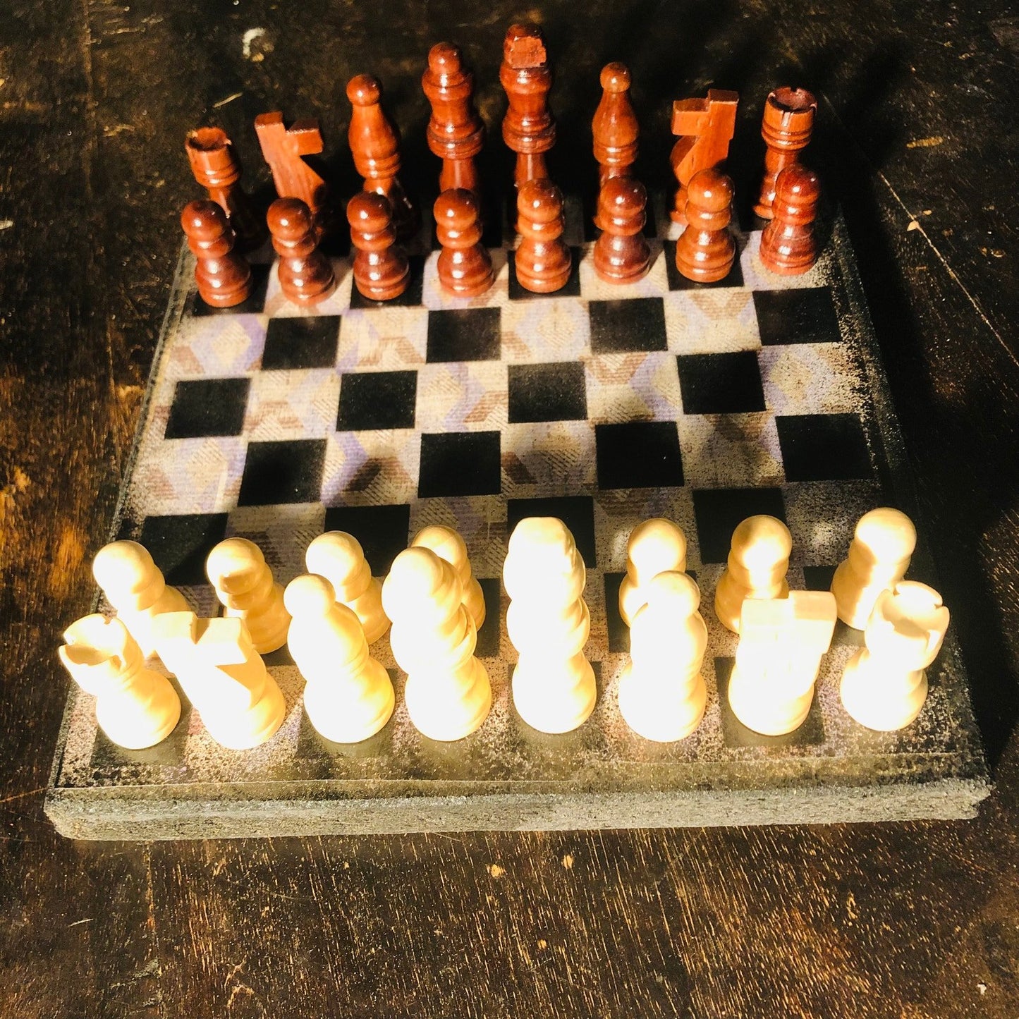 Scrapbook Chess Set - Brown Rustic Look