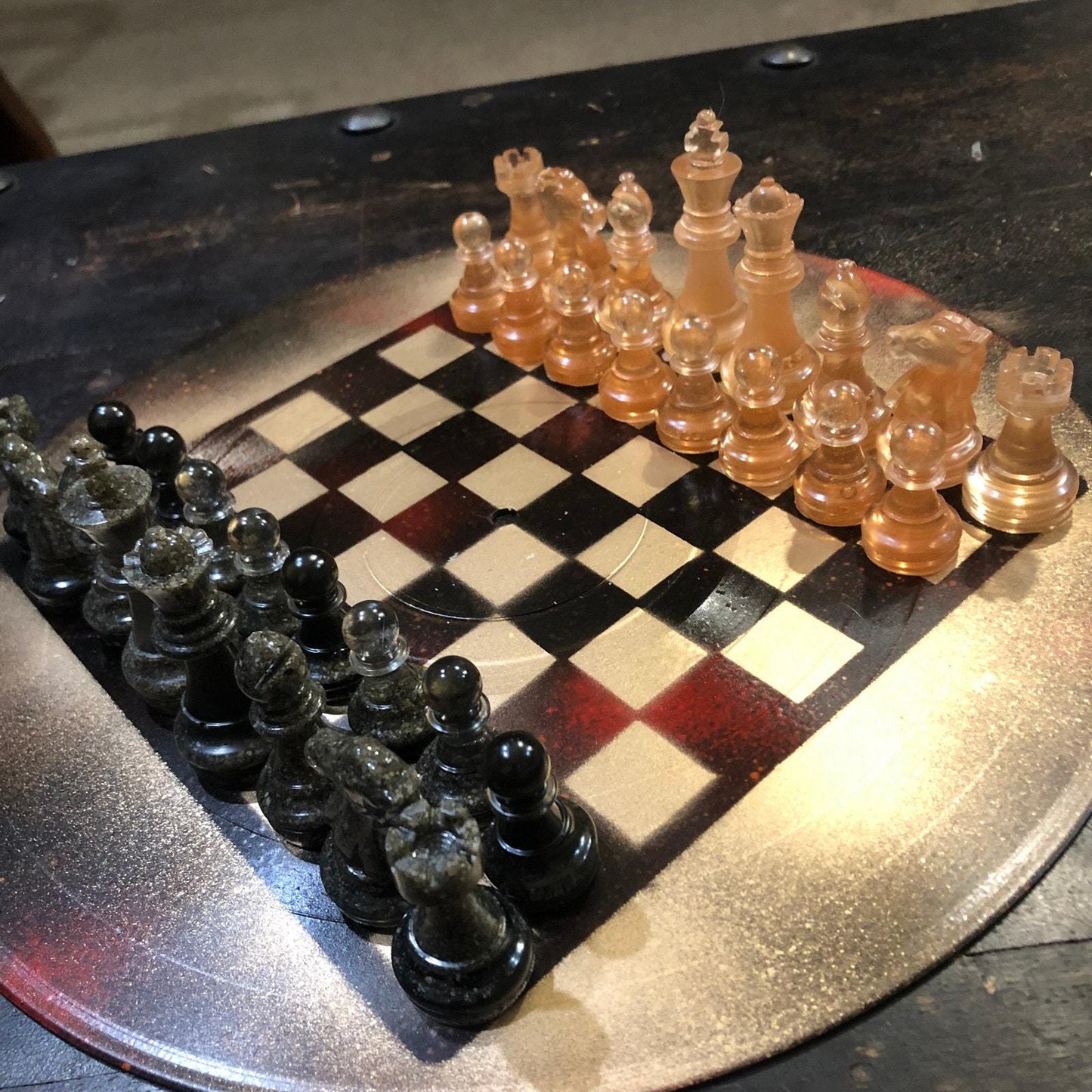 Vinyl Chess Set -Golden Red (Resin Pieces)