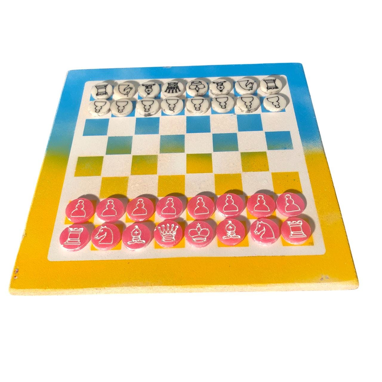 Chess Set - Pink Yellow & Blue Sunset Edition