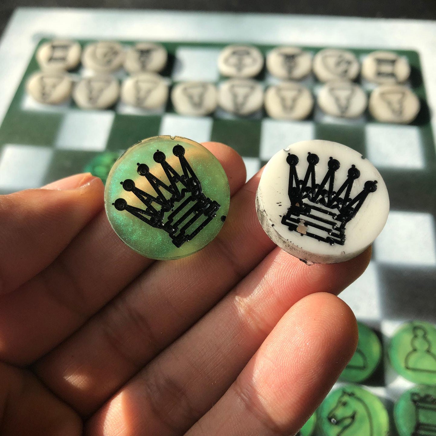 Chess Set - Green & White