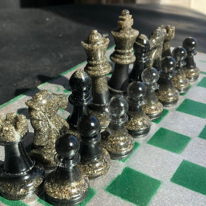 Chess Set - Green Silver