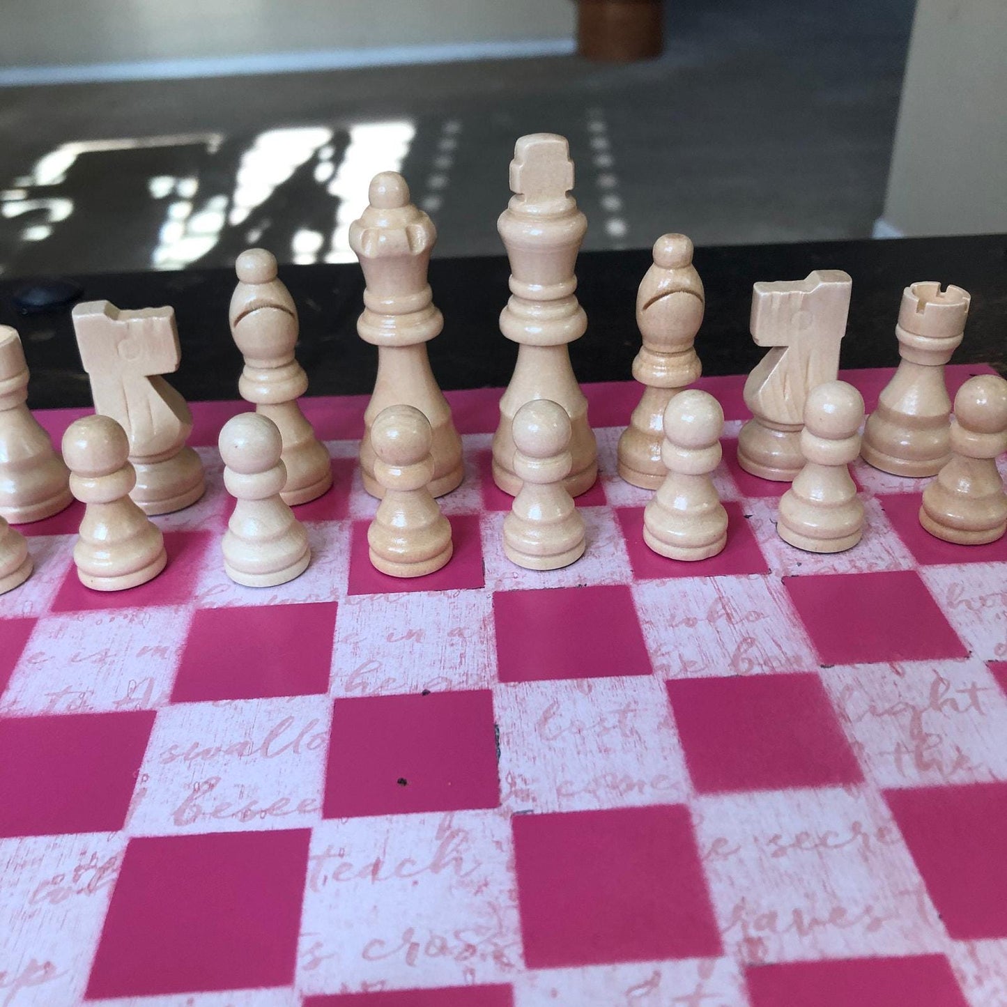 Scrapbook Chess Set - Pink Cursive