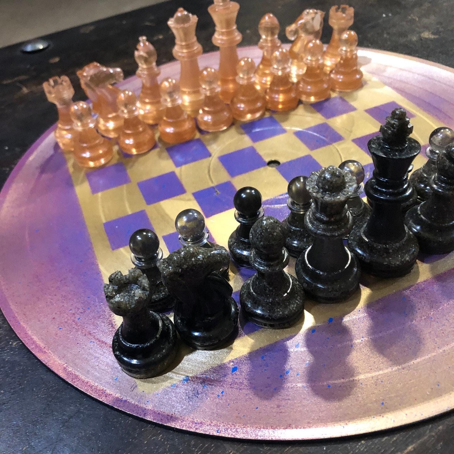 Vinyl Chess Set - Purple & Gold (Resin Pieces)