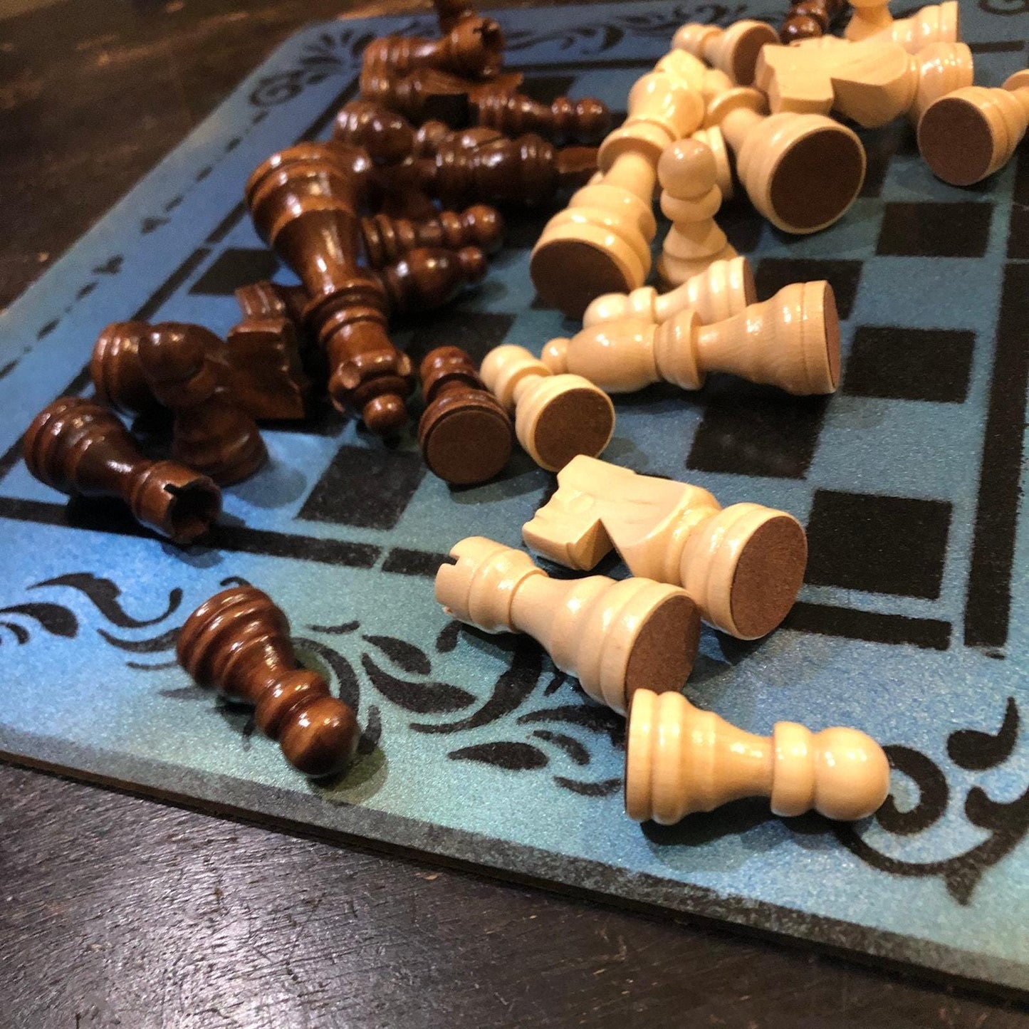 Chess Set - Metallic Blue & Black