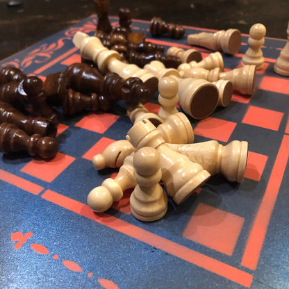 Chess Set - Blue & Peach Pink