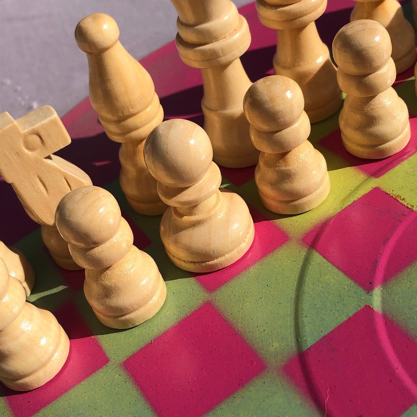 Vinyl Chess Set - Pink Lime Green