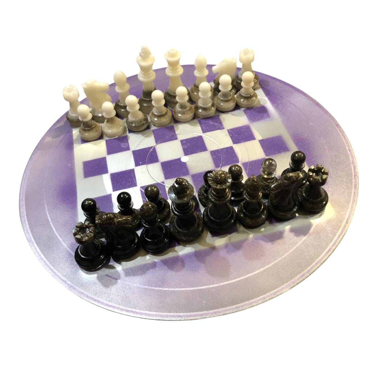 Vinyl Chess Set -Purple Chrome (Resin Pieces)