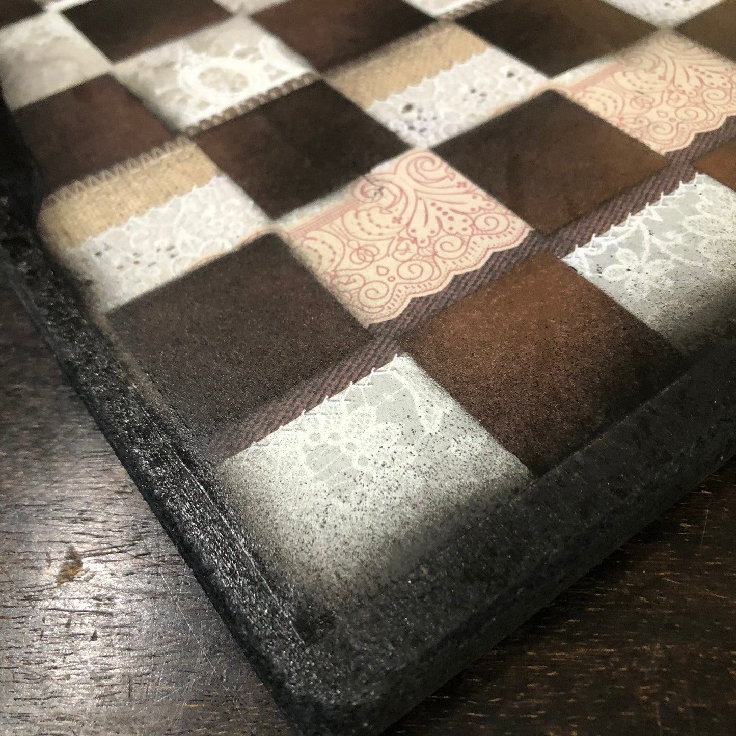 Scrapbook Chess Set - Vintage Rust Brown