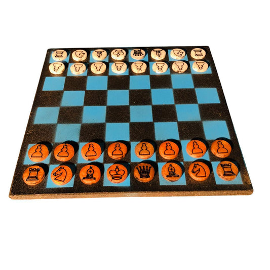 Chess Set - Blue Black & Orange