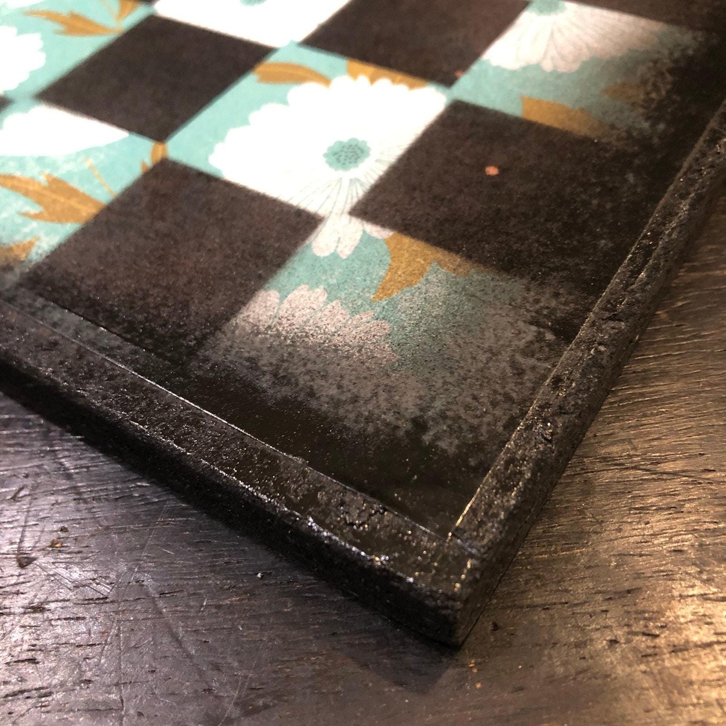 Scrapbook Chess Set - Green Flowered Set