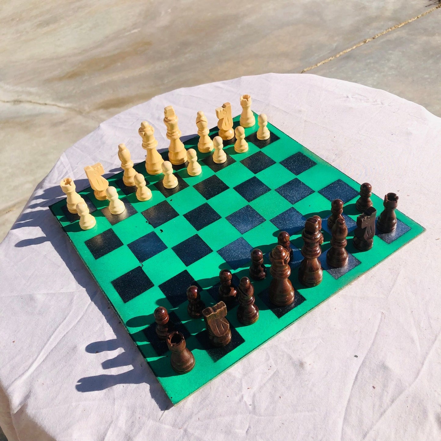 Chess Set - Green Silver