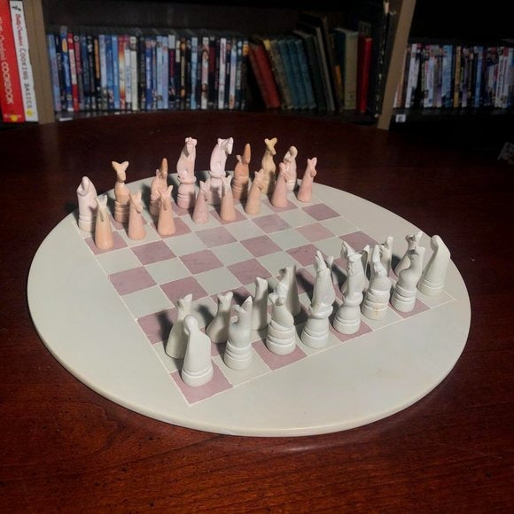 African Vintage Chess Set - Natural Soapstone Chess Board