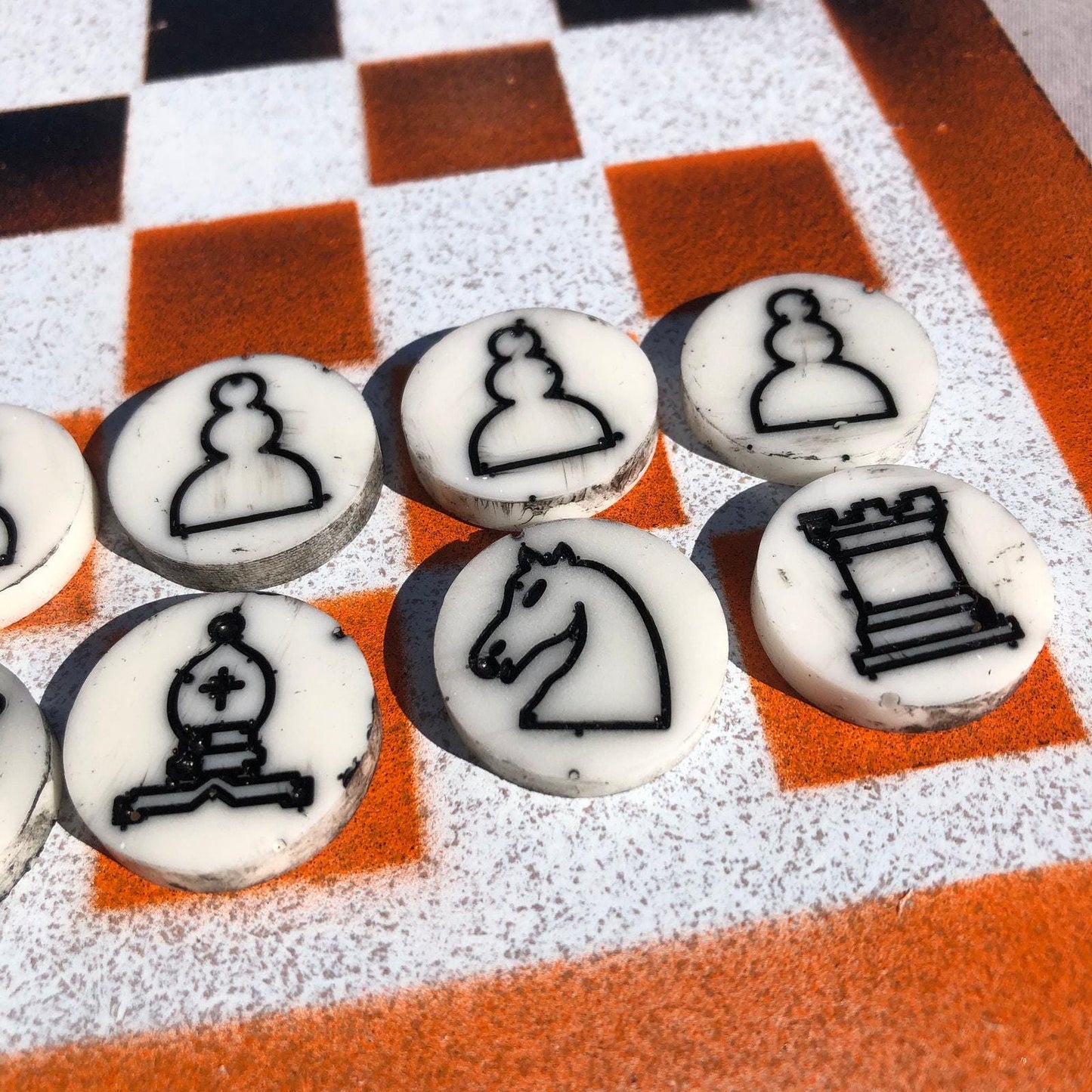 Chess Set - Orange & White