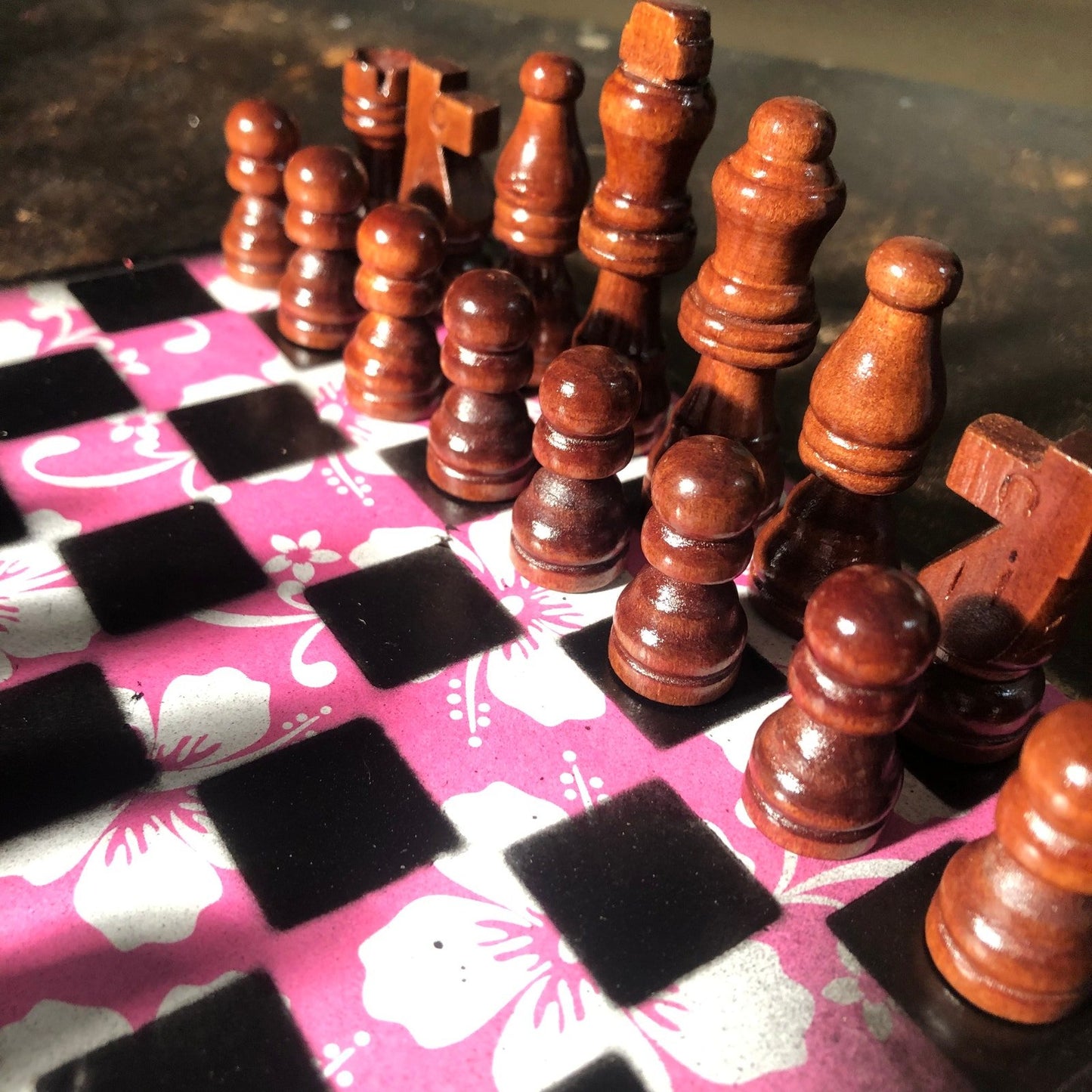 Scrapbook Chess Set - Pink & White Flower