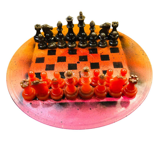 Vinyl Chess Set - Lava Orange (Resin Pieces)