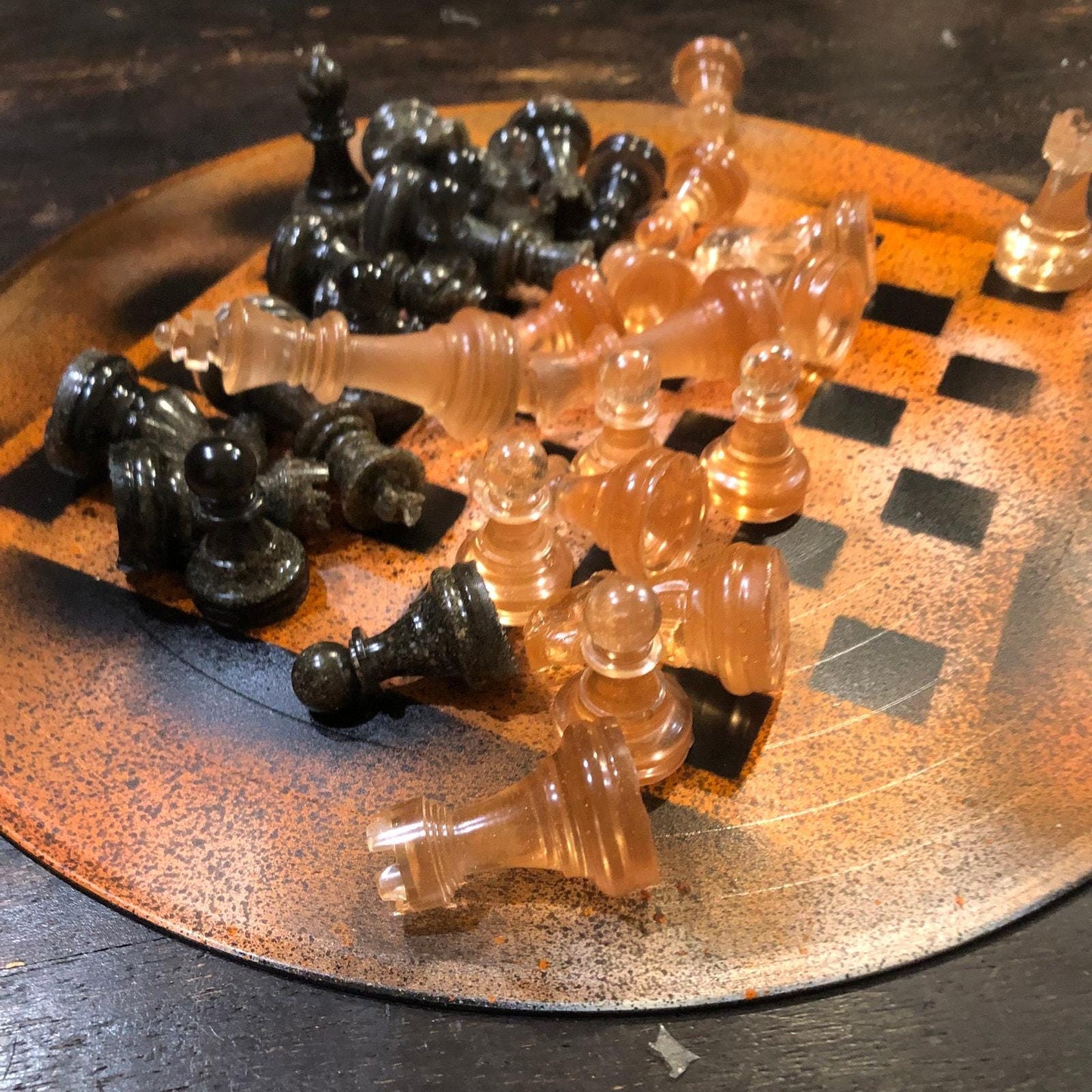 Vinyl Chess Set -Speckled Amber (Resin Pieces)