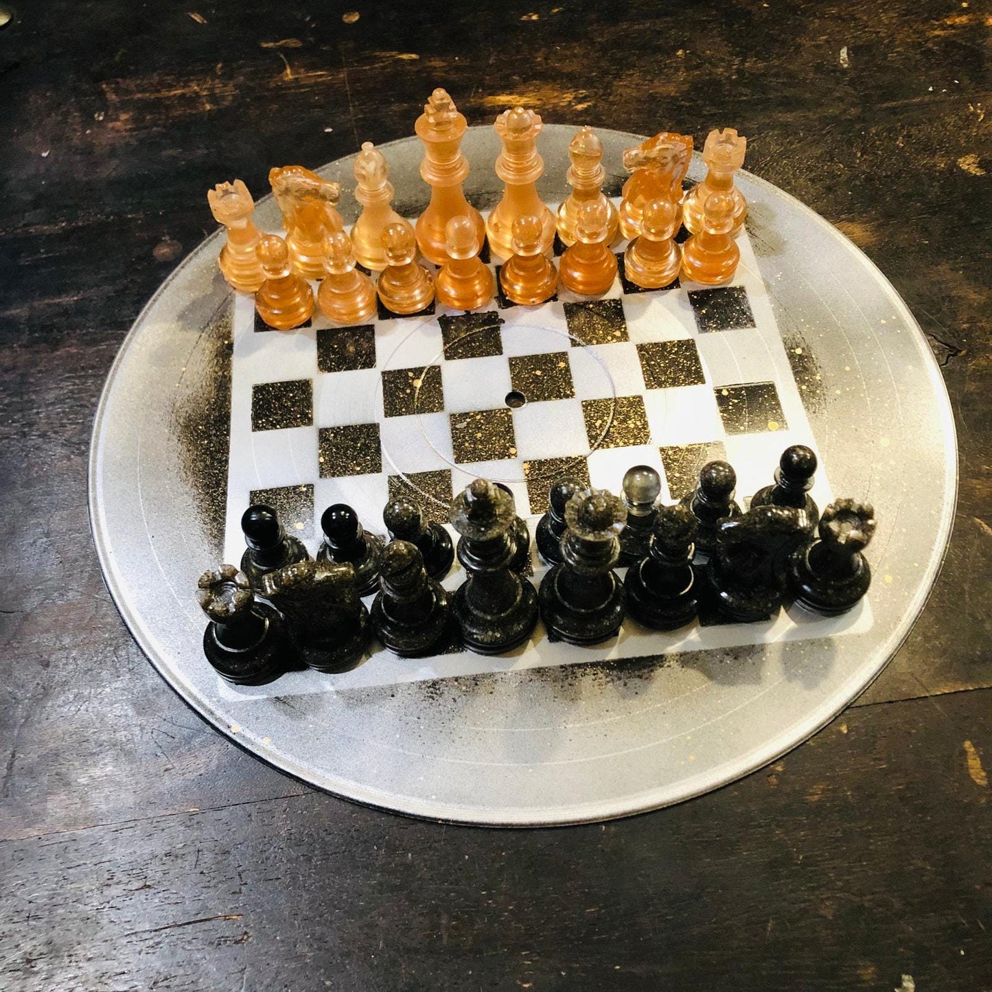 Vinyl Chess Set - Golden Sprinkle (Resin Pieces)