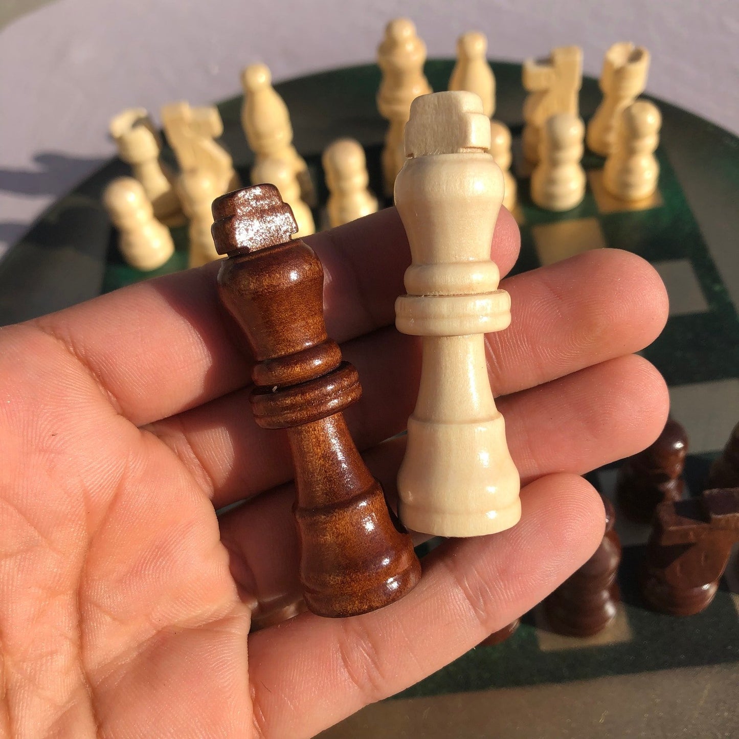 Vinyl Chess Set - Golden Deep Green