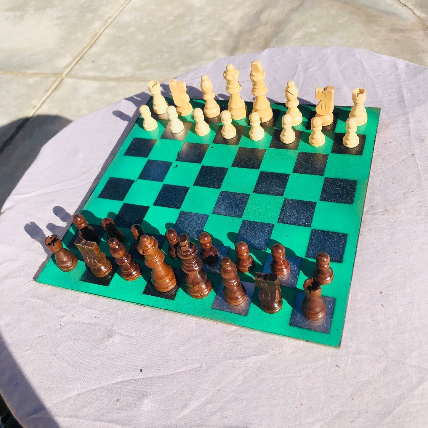 Chess Set - Green Silver