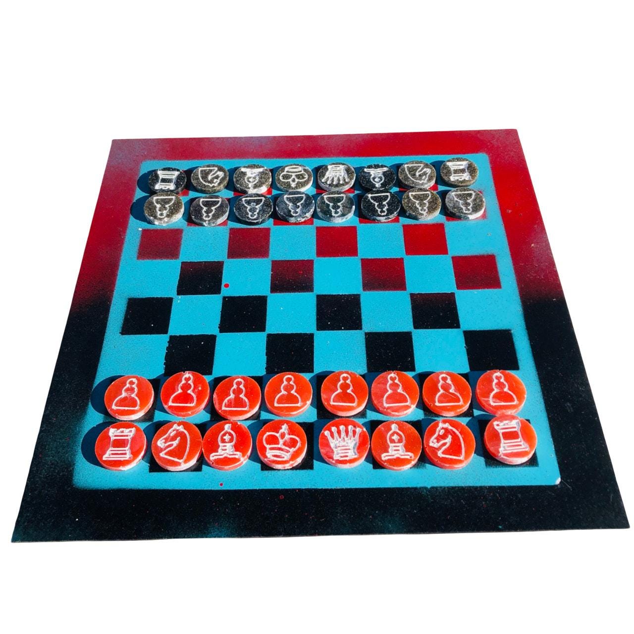 Chess Set - Retro Blue