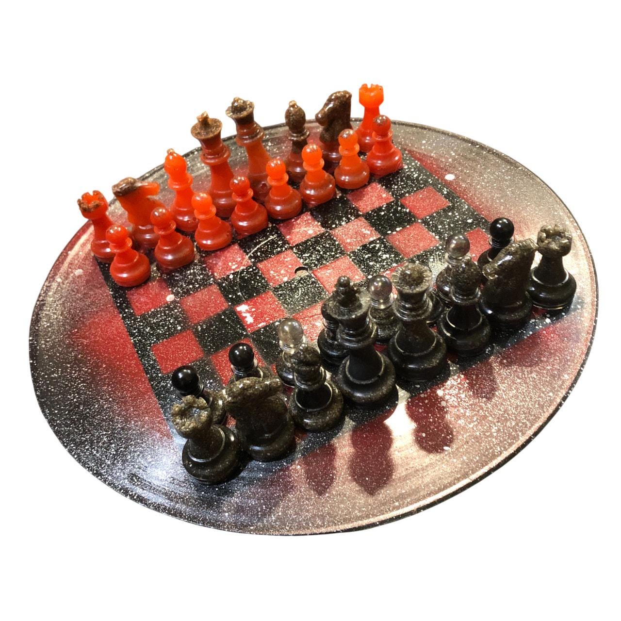 Vinyl Chess Set - Red Galaxy (Resin Pieces)