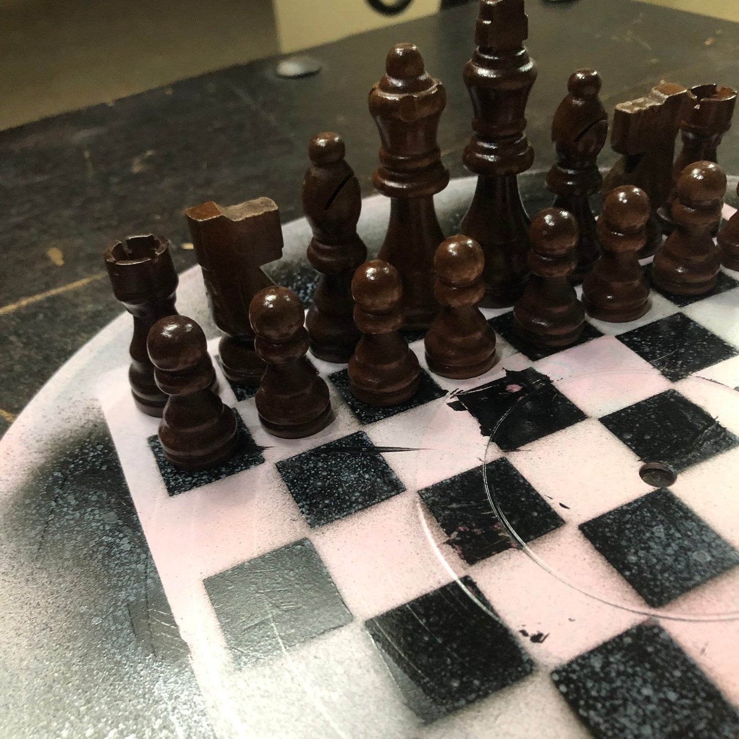 Vinyl Chess Set - Light Pink Black