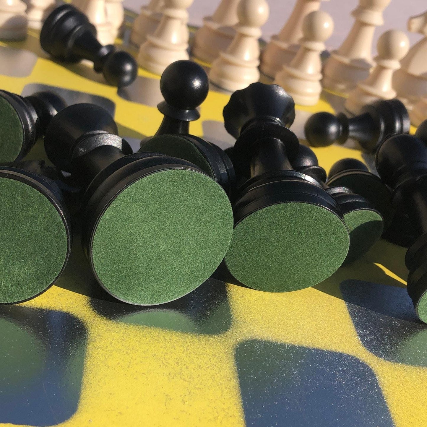 Large Chess Set - Yellow Chrome