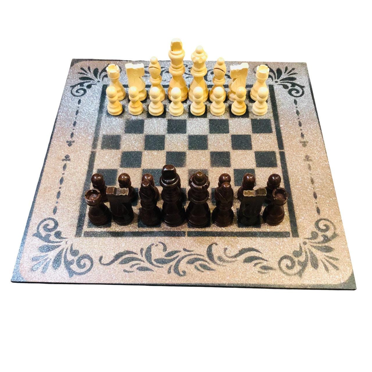 Chess Set - Chrome Gold Sparkles