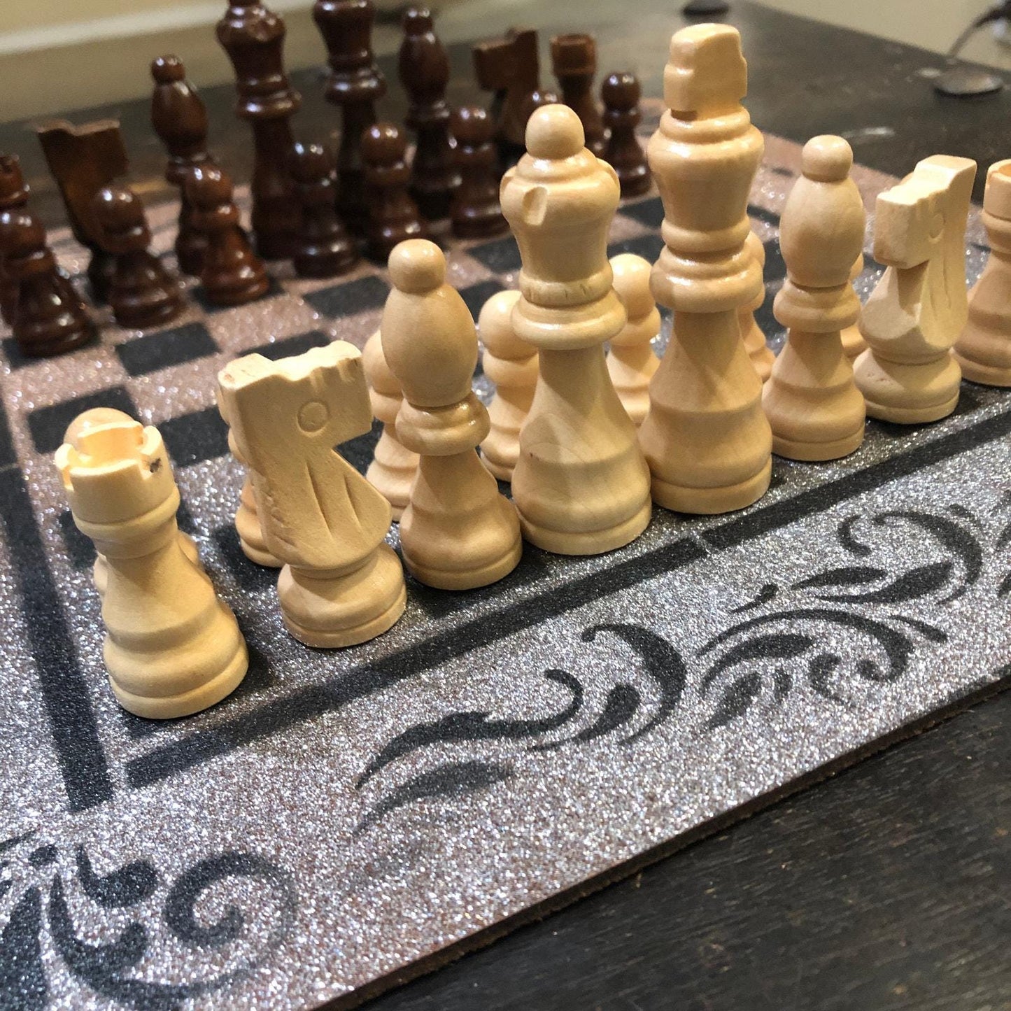 Chess Set - Chrome Gold Sparkles