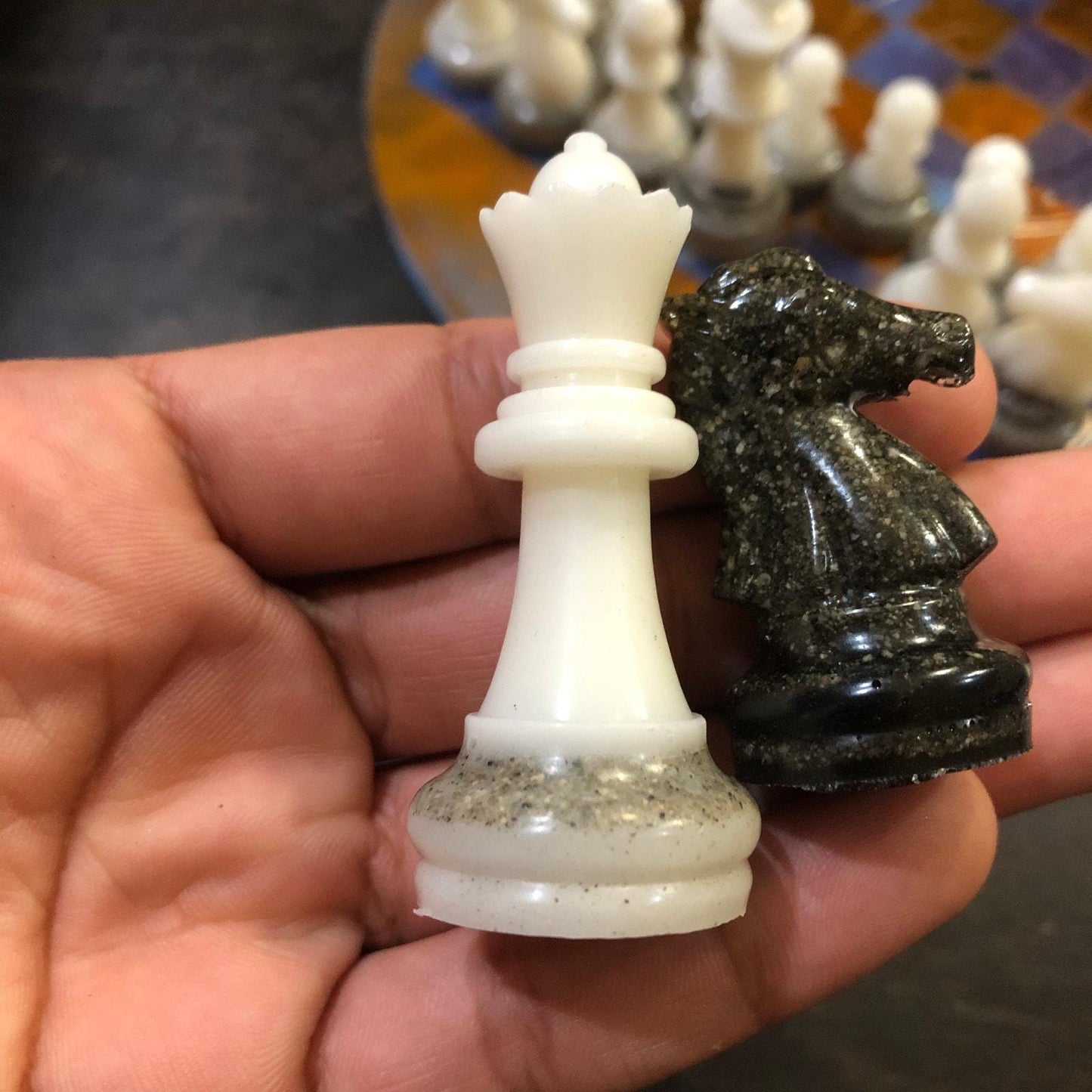 Vinyl Chess Set - Rustic Orange Blue (Resin Pieces)