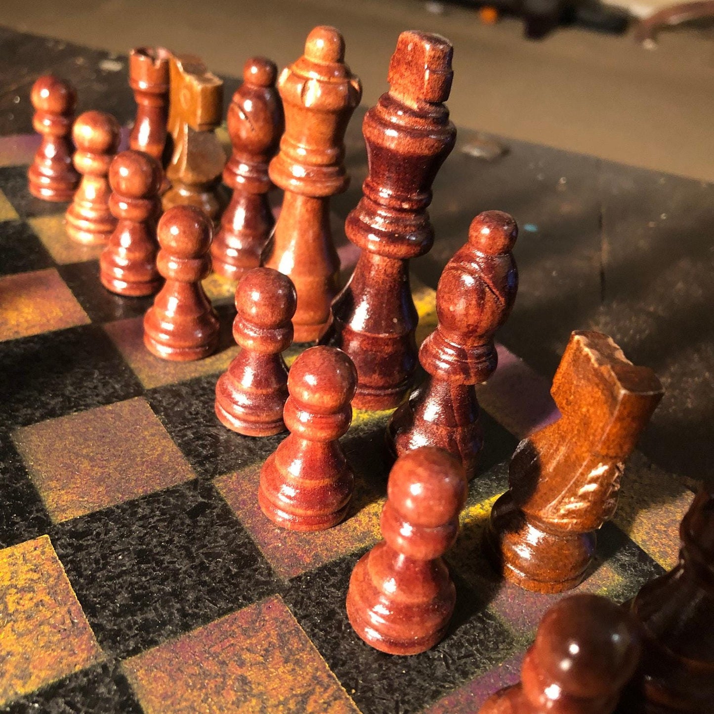 Chess Set - Rustic Yellow Purple