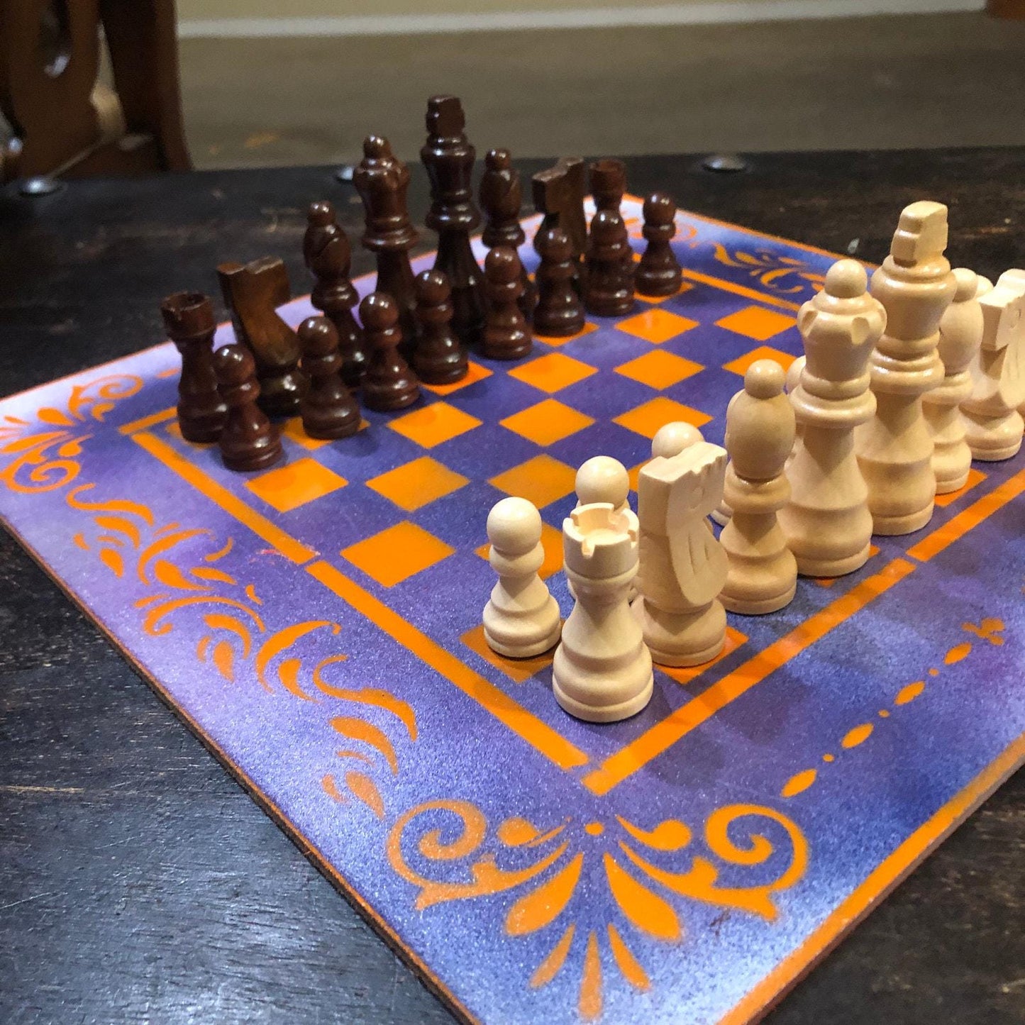 Chess Set - Purple & Orange Halloween