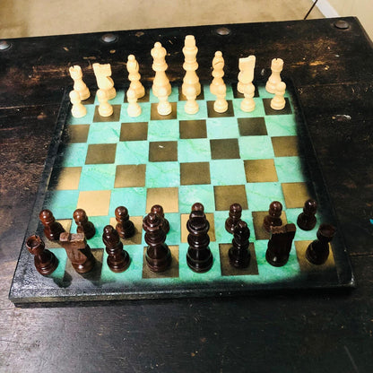 Scrapbook Chess Set - Golden Green