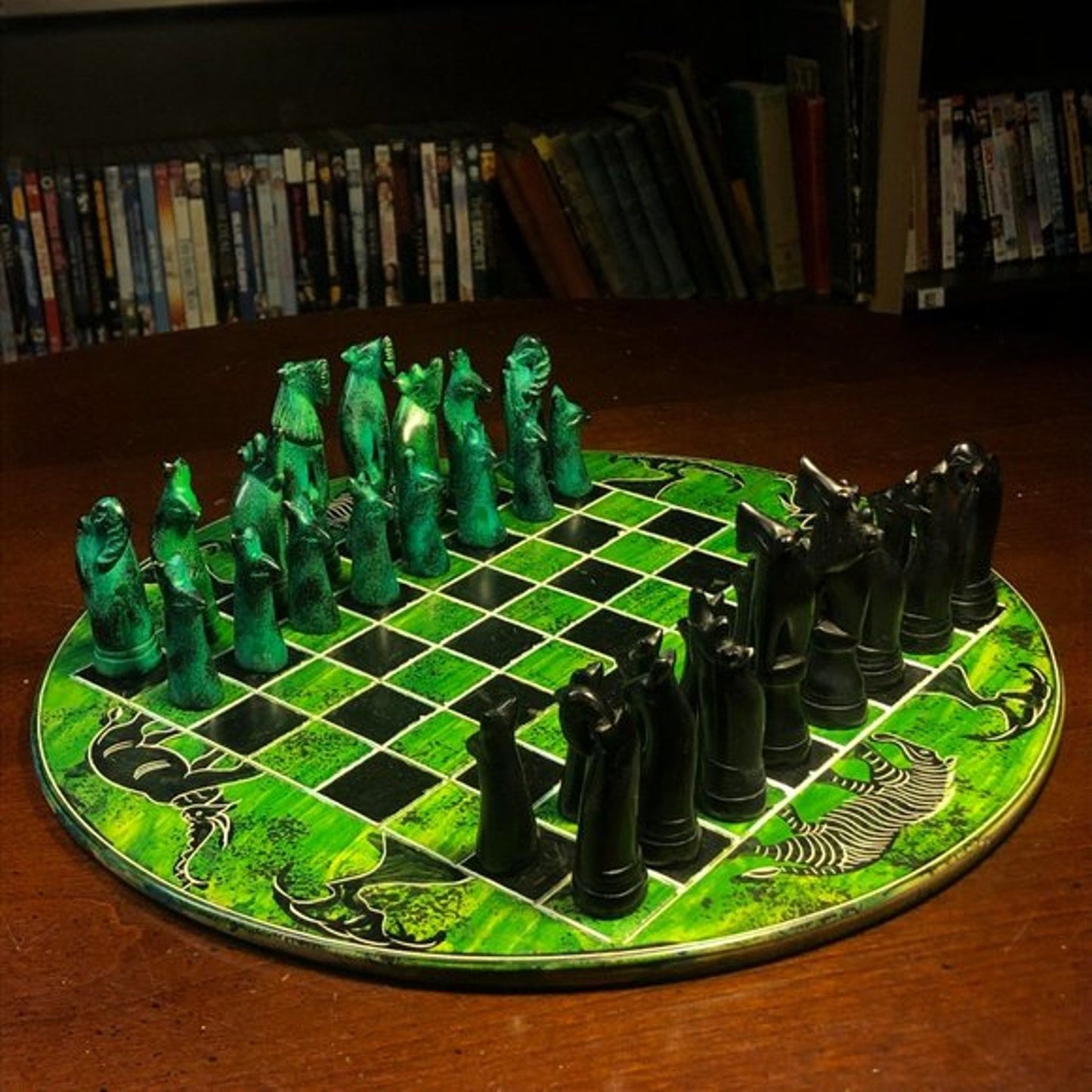 African Vintage Chess Set - Wild Green Chess Board