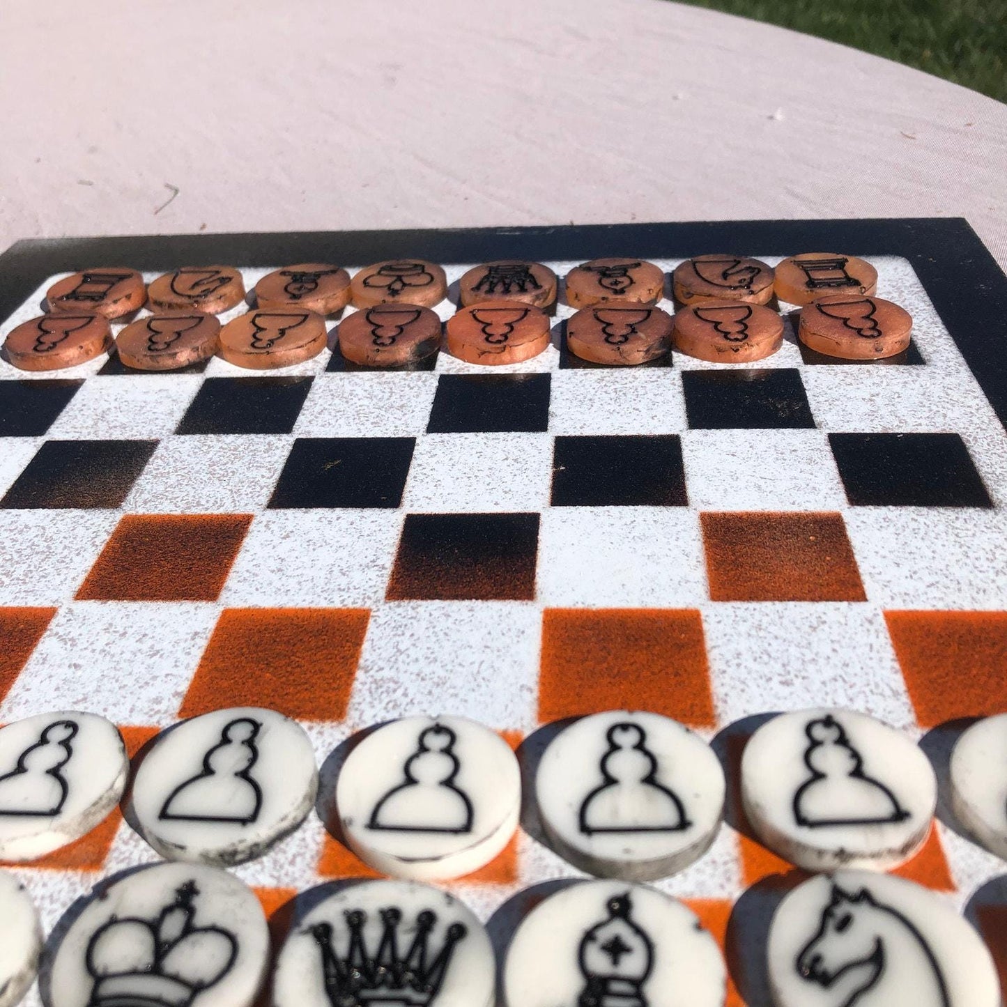 Chess Set - Orange & White