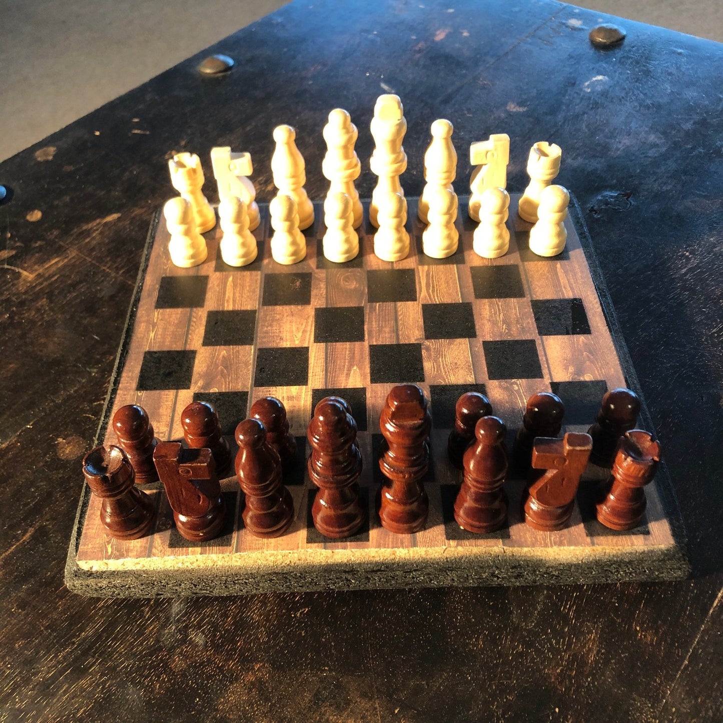 Scrapbook Chess Set - Brown Wood