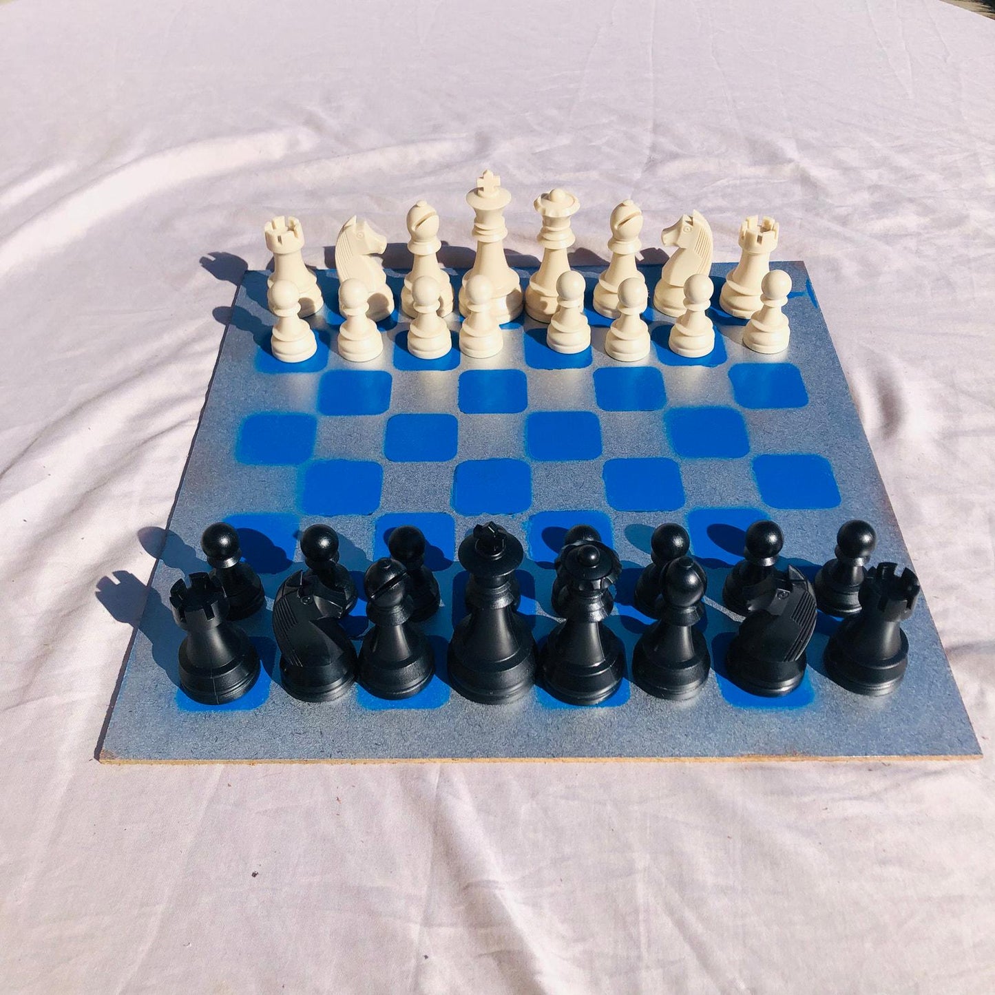 Large Chess Set - Chrome Blue