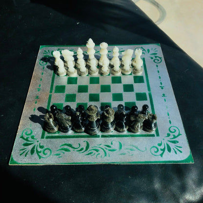 Chess Set - Green Silver