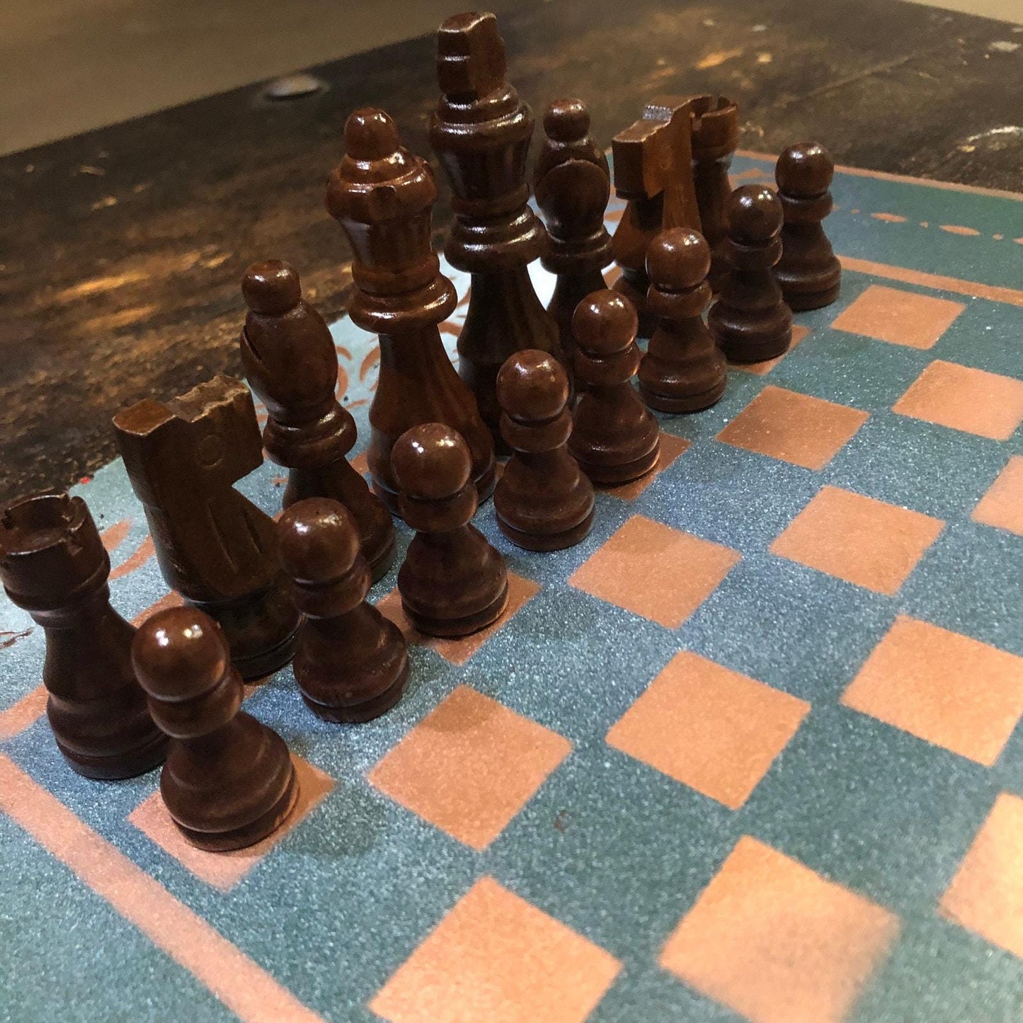 Chess Set - Emerald Green & Bronze