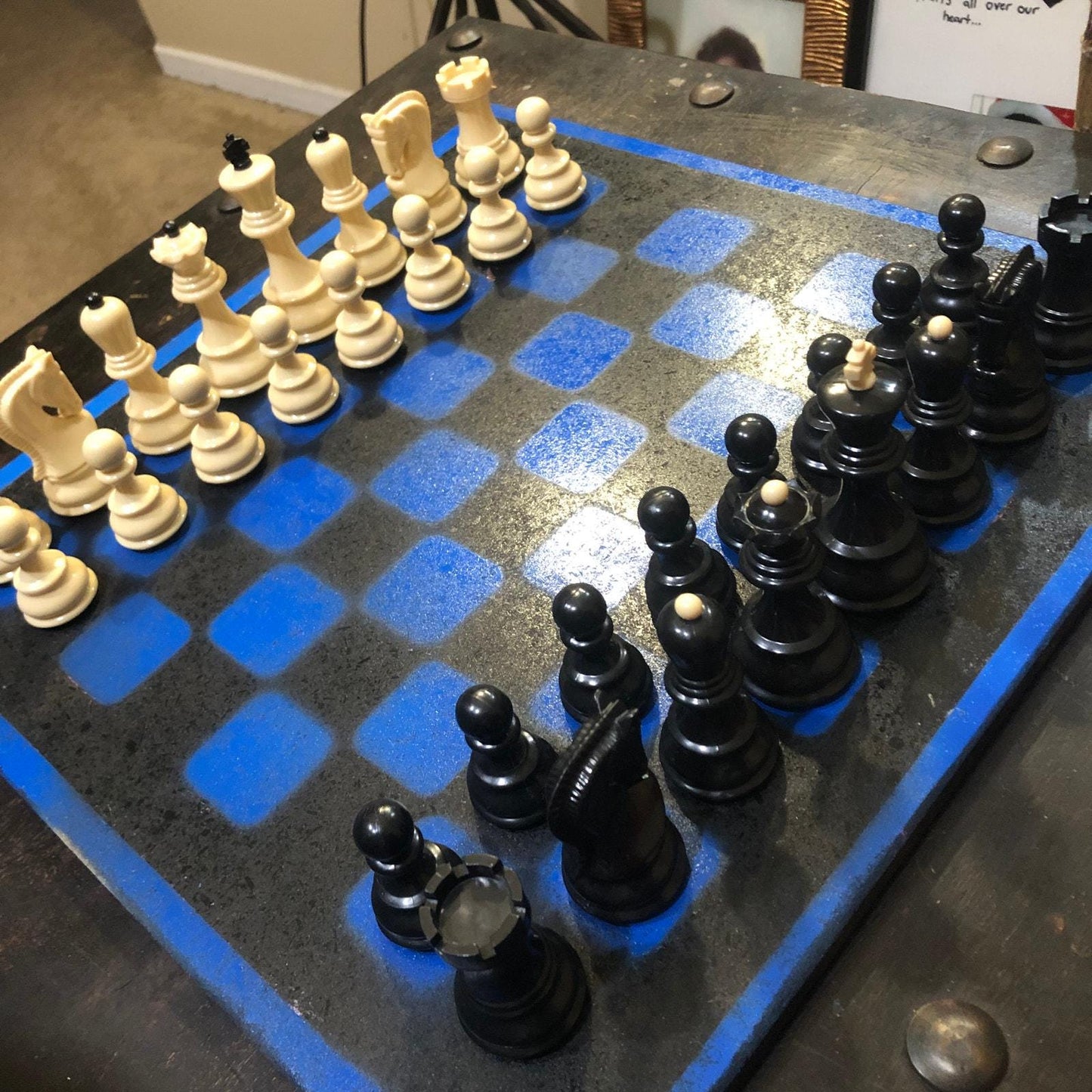 Large Chess Set - Blue & Black