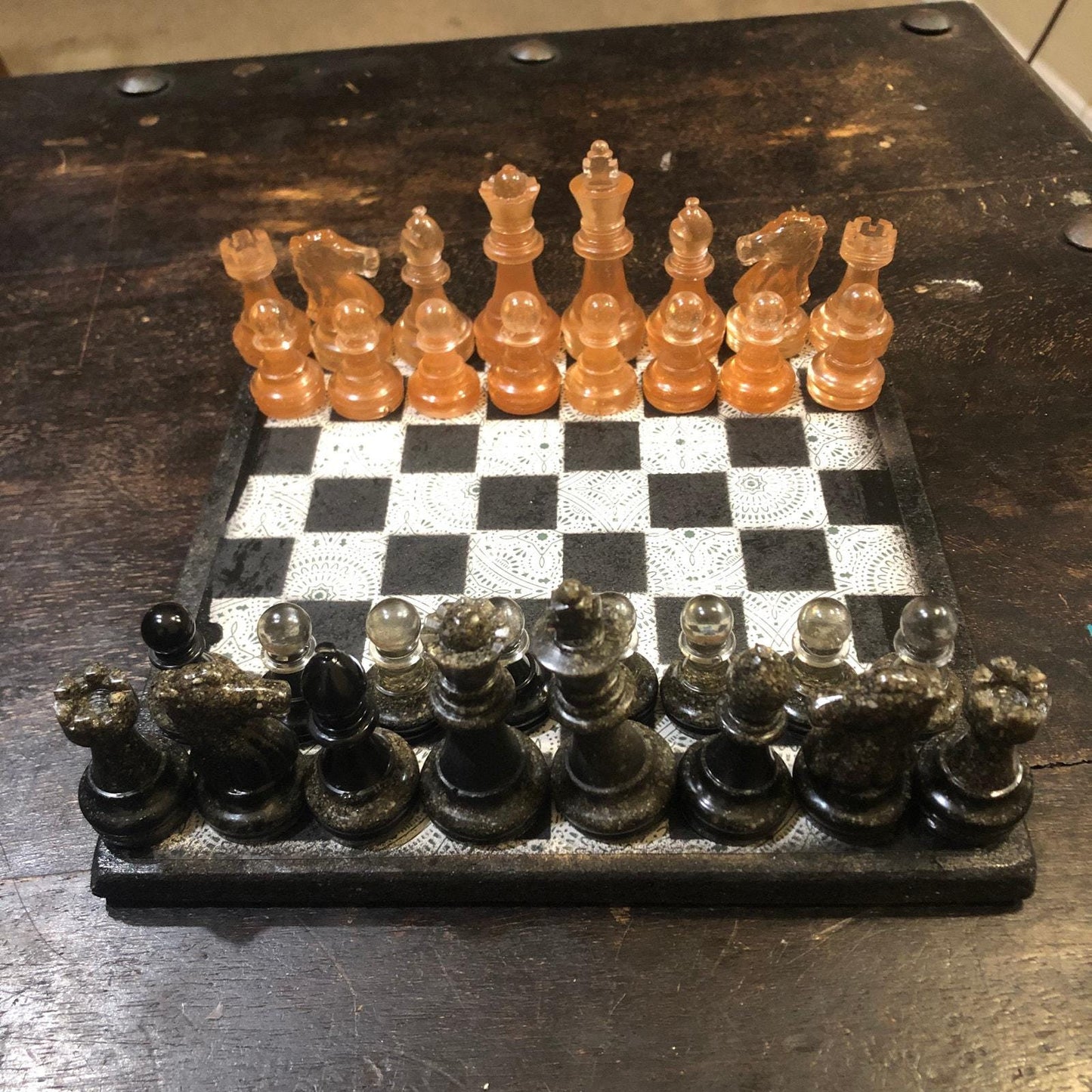 Scrapbook Chess Set - Amber Black