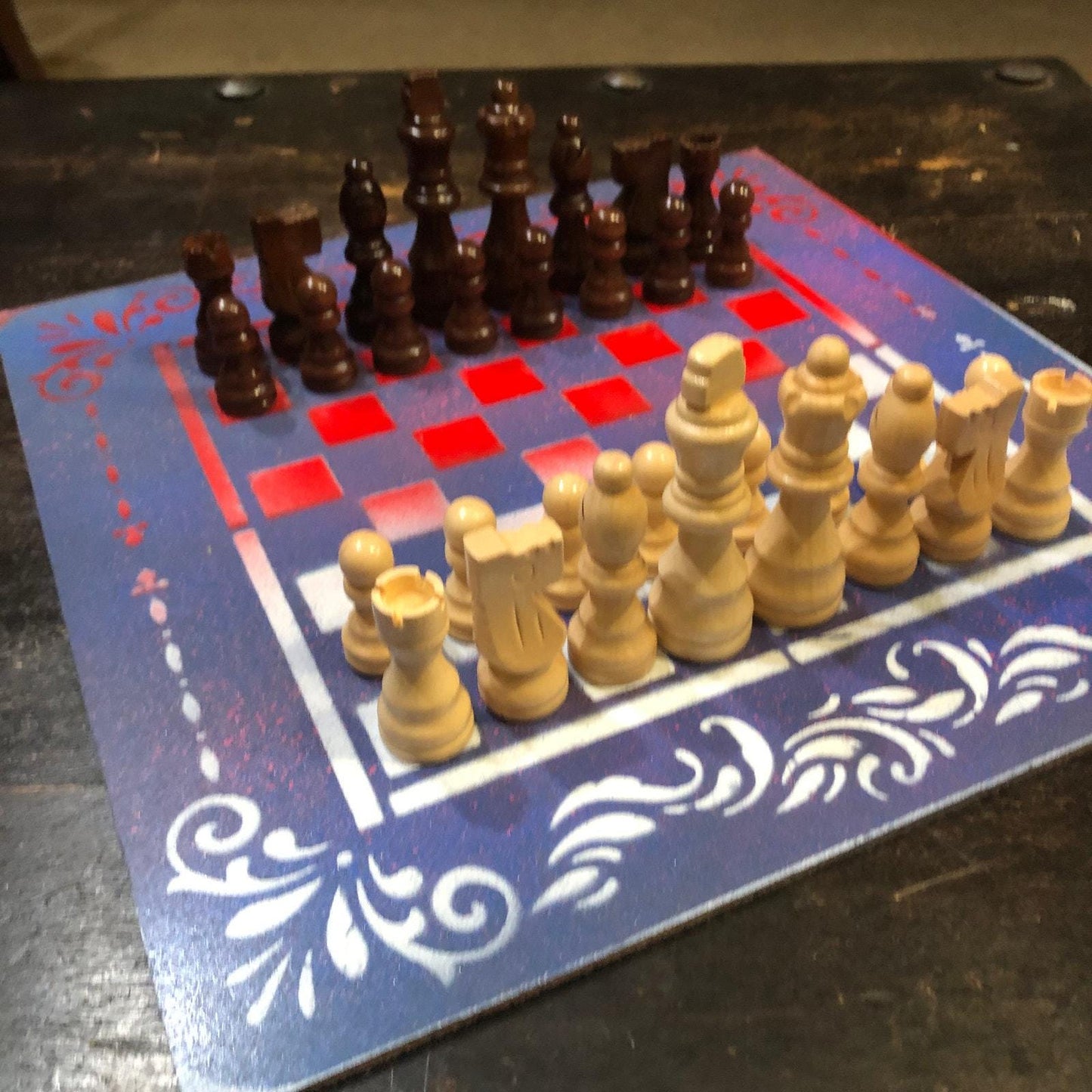 Chess Set - Purple Red & White